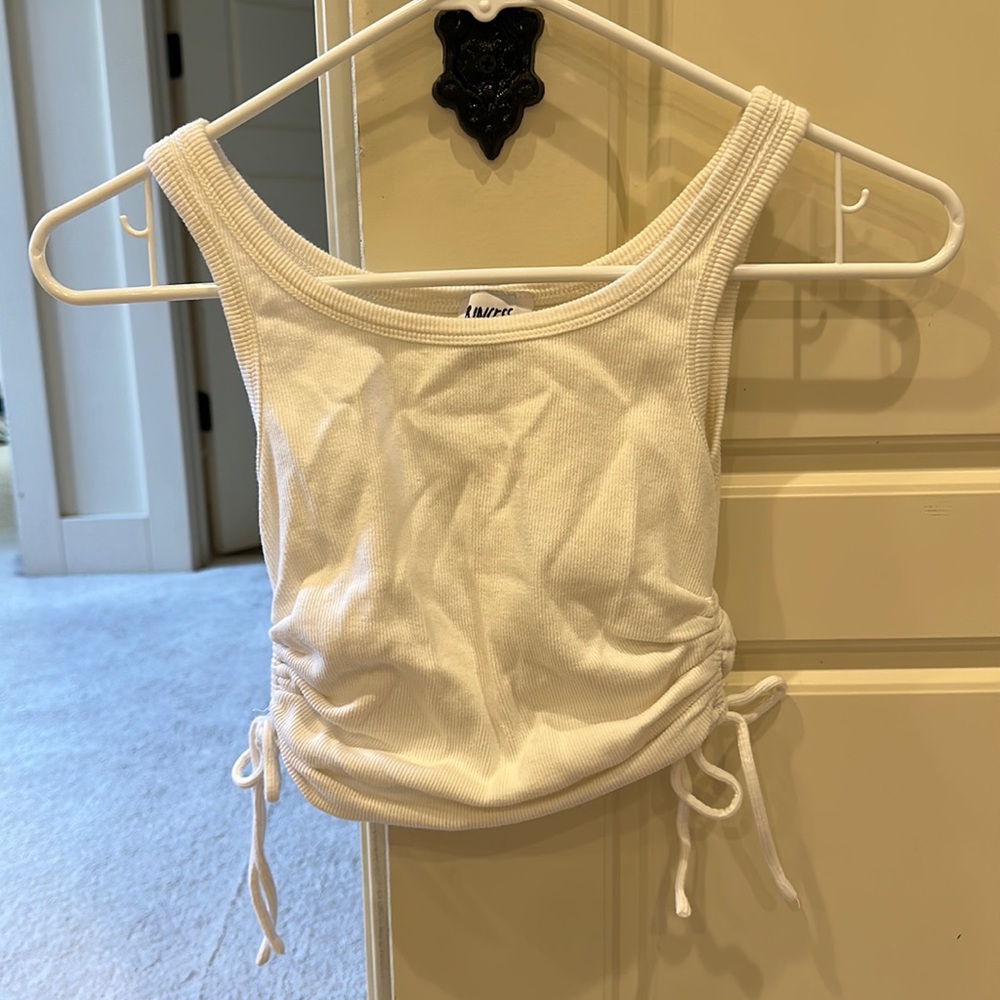princess polly ribbed tie white tank top